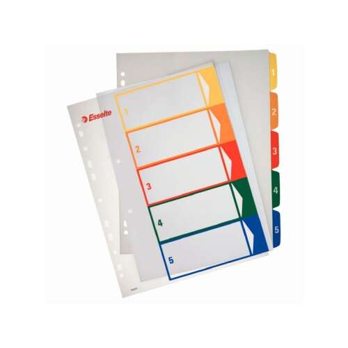 Esselte A4 1-5 Druckbarer Register, 11-Loch, mit bunten Trennern