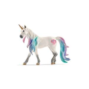 Schleich Sea Unicorn Mare Figurine, white with pink, blue, and purple mane and tail, hand-painted - Figure