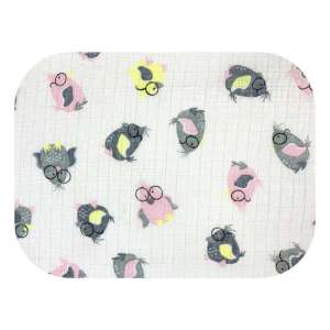 LittleONE by Pepita minőségi Textil pelenka - Szemüveges Madár #rózsaszín-sárga (L008) 31313960 Textil pelenka - Madár