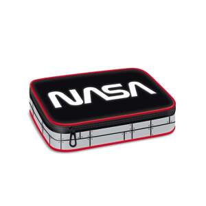 Trusa de creioane NASA, multi-nivel, neagră cu logo NASA alb, bordură roșie - Ars Una