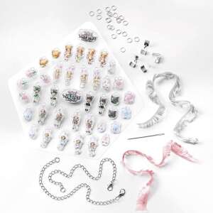 Na! Na! Na! Surprise Charm Bracelets craft kit contents, includes charms, chains, ribbons, and instructions - Totum Jewelry Making Kit