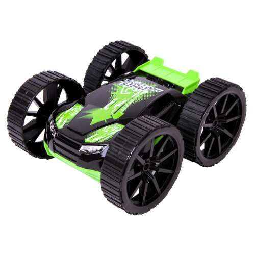 Zelené a čierne MKB Double Roll Stunt 360 otáčok dvojité rolovanie RC auto