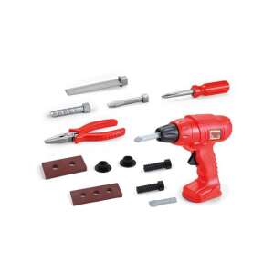 Játék szerszámkészlet gyerekeknek, tartalmaz fúrót, csavarhúzót, fogót, csavarokat és anyákat - Barkácsolás, Autópálya & Parkolóház és Figura