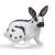 Papo black and white rabbit figurine, side view