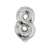 Silver number 8 foil balloon, 42 cm