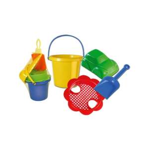 4-teiliges Sandspielzeug-Set für Kinder, enthält Eimer, Schaufel, Sieb und Form - Strandspielzeug