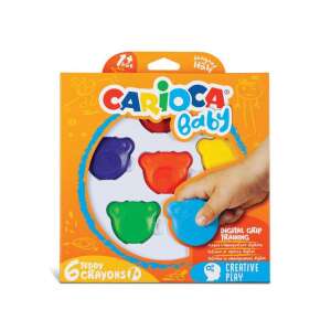 Creioane Carioca Baby Teddy, 6 bucăți, creioane colorate în formă de ursuleț pentru copii, proiectate în Italia - Carioca Creioane cerate