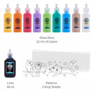 Amos Glass Deco Üvegfesték Készlet - 10 szín