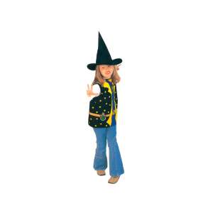 Wizard costume for kids, black vest with stars and a black hat, perfect for Halloween or carnival - Costume for Kid