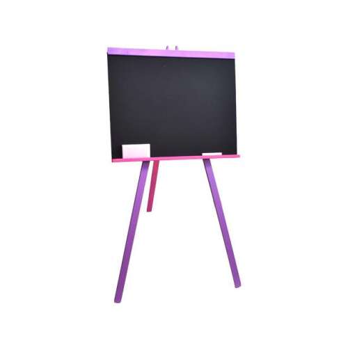 Rosa und lila Staffelei-Tafel für Kinder, Zeichenbrett mit Kreide und Radiergummi