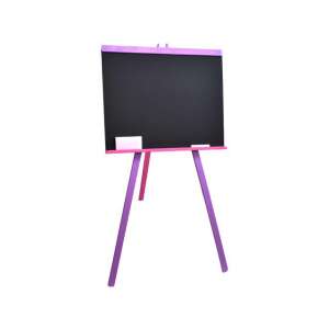 Şevalet roz cu tablă neagră roz și violet pentru copii, tablă de desen cu cretă și ștergător - Nonbrand Table de scris si desenat