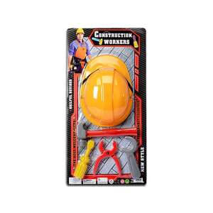 Játék szerszámszett munkavédelmi sisakkal, kalapács, csavarhúzó, fogó, villáskulcs, játék szerszámok gyerekeknek - Barkácsolás, Autópálya & Parkolóház és Figura
