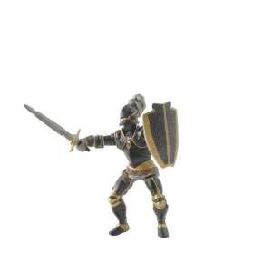 Papo Black Armored Knight action figure, medieval warrior toy with sword and shield - Figure