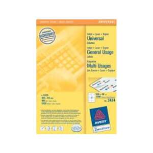 Avery 3424 Universal-Etiketten, 100 Etiketten pro Blatt, 8 mm Durchmesser, weiß, für Tintenstrahl-, Laser- und Kopierer - Avery