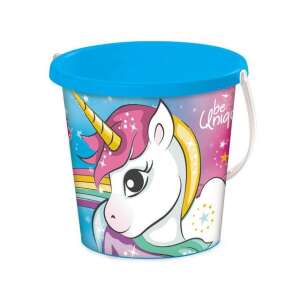 Mondo Toys Einhorn Sand-Eimer, blauer Plastikeimer mit Einhorn-Design, perfekt für Sandburgen und Strandspiele - Strandspielzeug
