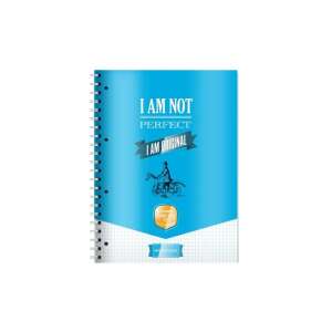 ICO Student Art A4 kockás spirálfüzet, kék borítóval, 'Nem vagyok tökéletes, eredeti vagyok' idézettel - ICO