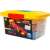 JAVA 7 building blocks set in a plastic container, race car model on the box