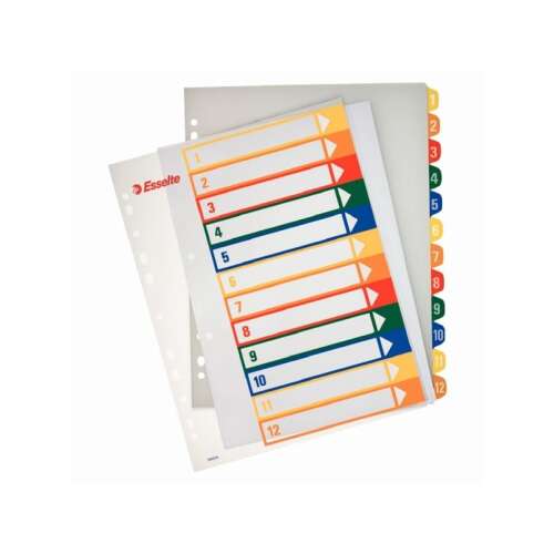 Esselte A4 1-12 nyomtatható regiszter, 11 lyukkal, 12 elválasztóval, Red Dot Design díj nyertes - Esselte