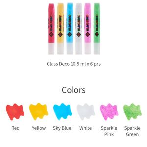 Glass Deco Sun Deco Glasmalerei Set Farben, 6 Tuben - Glasmalfarben