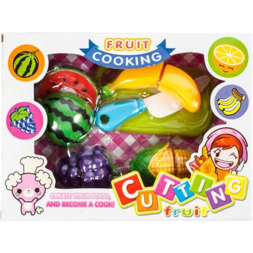 Set de jocuri alimentare pentru copii, joc de gătit fructe, include cuțit, pepene verde, banană, struguri, porumb, tăietură