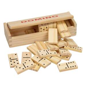 Set de domino din lemn cu 28 piese într-o cutie din lemn - Domino, șah