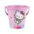 Hello Kitty rózsaszín műanyag vödör fedéllel és fogantyúkkal, színes Hello Kitty mintával egy szivárványon