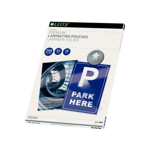 Leitz A3 lamináló fólia, 250 db, 25 mikron, 25db-os, Prémium lamináló fóliák