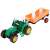 Green toy tractor with trailer, cow and zebra figures, farm tractor toy, kids toy, playset