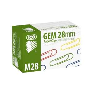 ICO GEM 28mm gemkapocs, 100 darabos csomag, műanyag bevonattal - Gemkapocs