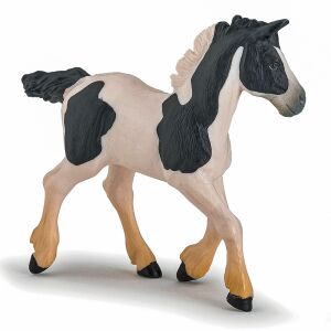 Papo Black and White Spotted Foal Figurine - Toy Horse Collectible - Papo