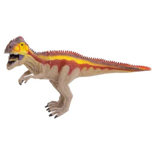 Red and yellow dinosaur figure, 3/4 view