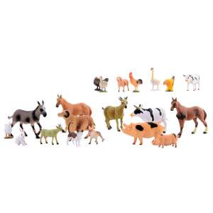20 piece plastic farm animal set, includes cow, pig, horse, chicken, goat, sheep, donkey, rabbit, cat, and more - Figure