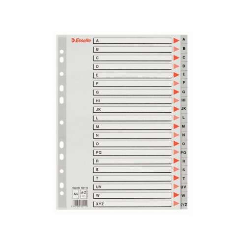 Esselte A4 A-Z alphabetischer Registerteiler, 11 Loch, grau, zum Organisieren von Dokumenten