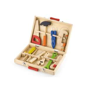 Viga Holzwerkzeug-Set für Kinder, 10-teiliges Werkzeugset in einer Holzkiste, Spielzeugwerkzeuge für Kinder - Tryco