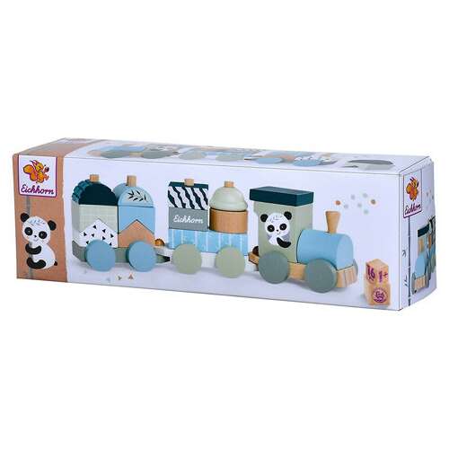 Eichhorn Panda Holz Zug mit Bausteinen, ein farbenfrohes und lustiges Spielzeug für Kleinkinder