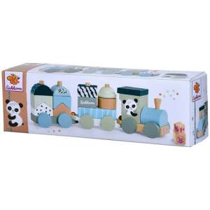 Eichhorn Panda Wooden Train with Building Blocks, a colorful and fun toy for toddlers - Eichhorn