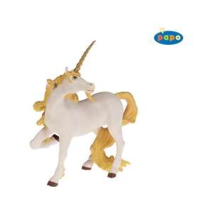 Papo Golden Unicorn Figurine, white unicorn with golden mane and horn, standing on all four legs, detailed and realistic, perfect for imaginative play - Mercaton Figure
