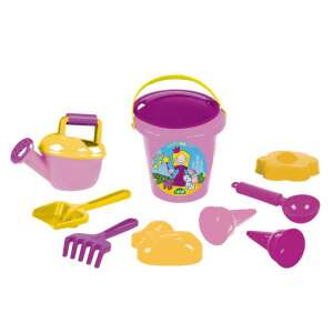 Lena 10-teiliges rosa Sandspielset für Mädchen, inklusive Eimer mit Prinzessinnen-Design, Gießkanne, Rechen, Schaufel, Formen und mehr - Strandartikel