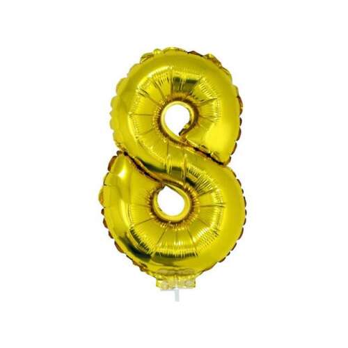 Gold number 8 balloon, 42 cm, for birthday decorations