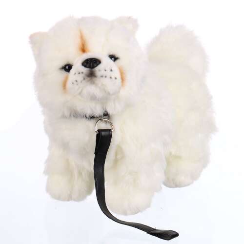 Mathias plüss kutya, 30cm, fehér, pórázzal - Játék