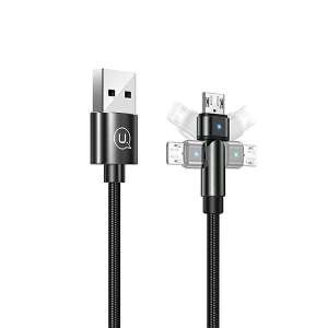 Nabíjací kábel USAMS U60 Micro USB s otočnou hlavou o 180 stupňov, čierny, 1 meter - USAMS USB káble