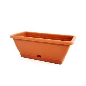 Monaco 40 cm terrakotta műanyag balkonláda vízelvezetéssel, ferde nézet - Balkonláda