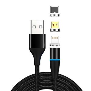 WPOWER 3 az 1-ben mágneses USB töltőkábel MicroUSB, Lightning és Type-C csatlakozókkal - USB kábel
