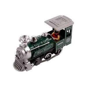 Old Timer toy train, green steam locomotive with a driver, 15 cm - Train, rail element, motorway