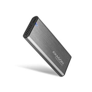 Axagon EEM2-SG2 USB-C 3.2 Gen2 M.2 NVMe SSD Gehäuse, silber, schräge Ansicht - AXAGON