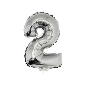 Silberner Zahlenballon 2, 42 cm - Luftballons