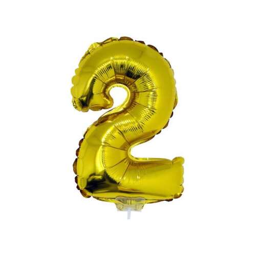 Gold number 2 balloon, 42 cm, for birthday party decorations
