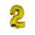 Gold number 2 balloon, 42 cm, for birthday party decorations