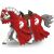 Papo Medieval Knight Horse Figure, Red and Silver Armored Toy Horse with Unicorn Emblem