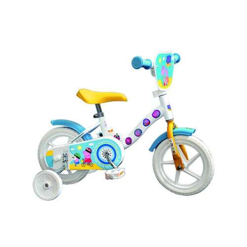 Peppa Pig 10 Zoll Kinderfahrrad, blau und weiß mit Stützrädern
